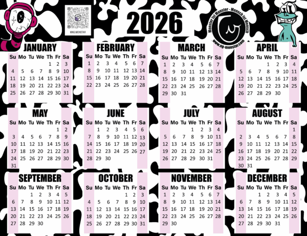 NG-MONSTAR Jahresübersichts Kalender 2026 - ROSA